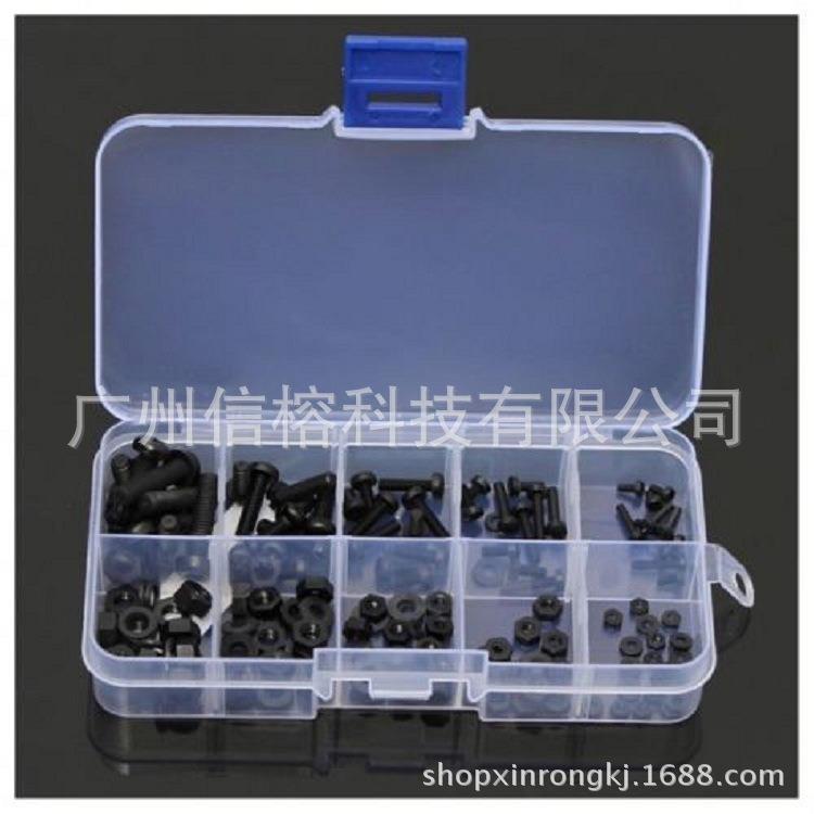 跨境 尼龙螺丝150PCS盒装黑色尼龙螺丝M2/2.5/3/4/5 组合厂家