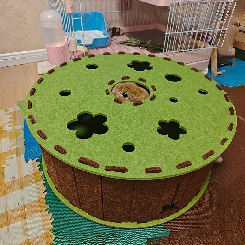 兔子解闷玩具耐咬耐抓四季通用毛毡隧道窝荷兰猪豚鼠侏儒兔躲藏屋