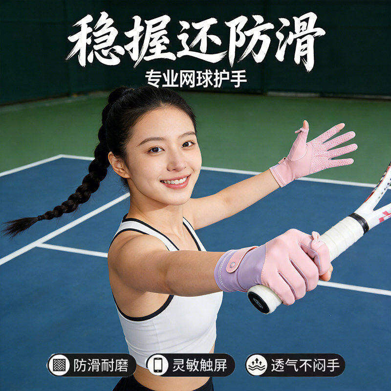 夏季打网球专用手套羽毛球薄款健身户外跑步骑行防晒防滑徒步登山