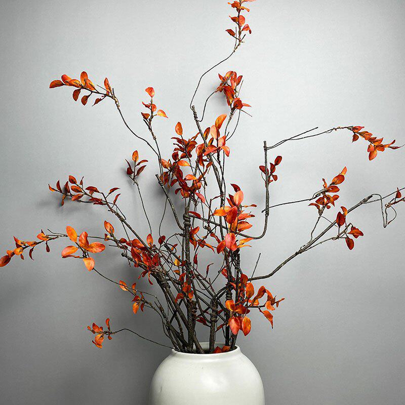 仿真小春叶秋叶新中式手感枯枝春雨叶长枝枯藤干枝软装橱窗花艺