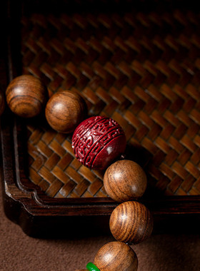 虎皮檀木手串12mmDIY男款朱砂单