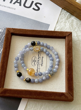 【静谧星河】天然海蓝宝水晶手串