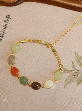 雏灵天然和田玉多宝手链轻奢