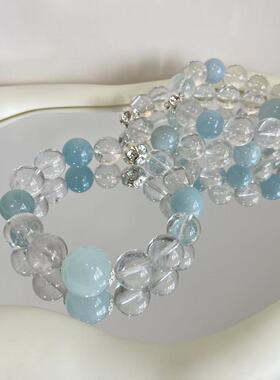 【达西的晨雾】天然海蓝宝白水晶