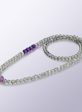 天然灰月光6mm水晶手链多圈女款