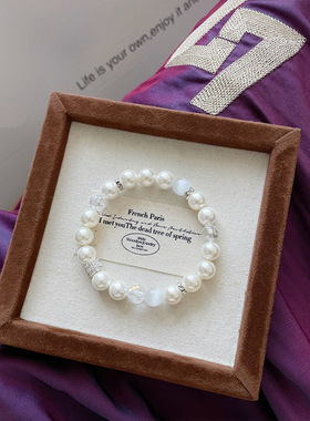 【月光与海】水钻贝珠手串简约高