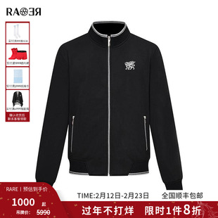 RARE威雅男装 秋冬新款男士立领黑色夹克底磨毛加厚保暖休闲外套