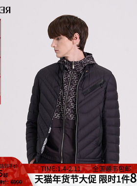 RARE威雅男装 冬季新款小立领保暖黑色外套男士轻薄鹅绒羽绒服