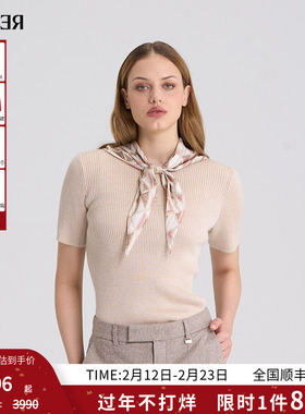 RARE威雅女装秋冬新款羊毛衫可拆卸丝巾女士短袖毛衫RR2246242335