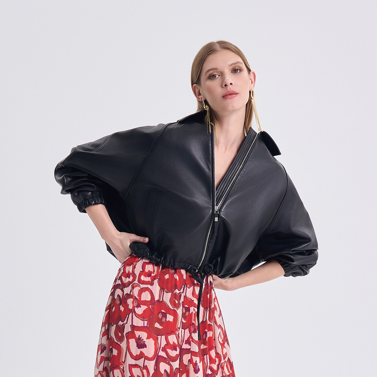 【羊皮革】RARE威雅女装 2026春夏新款翻领夹克时尚复古真皮