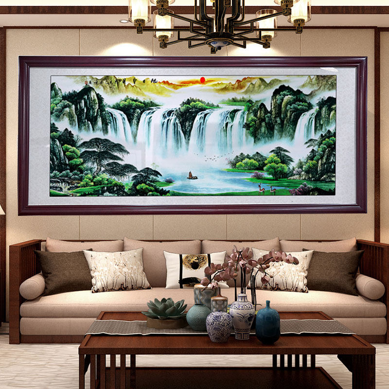 旭日东升山水画客厅办公室风水靠山挂画李嘉诚同款国画装饰画