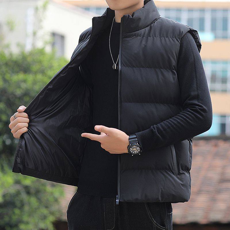 外贸清仓运动棉马甲男秋冬纯色大码加厚保暖外套男士坎肩背心棉衣,男装,羽绒马甲,淘宝优惠券,粉丝福利购,淘宝优惠卷