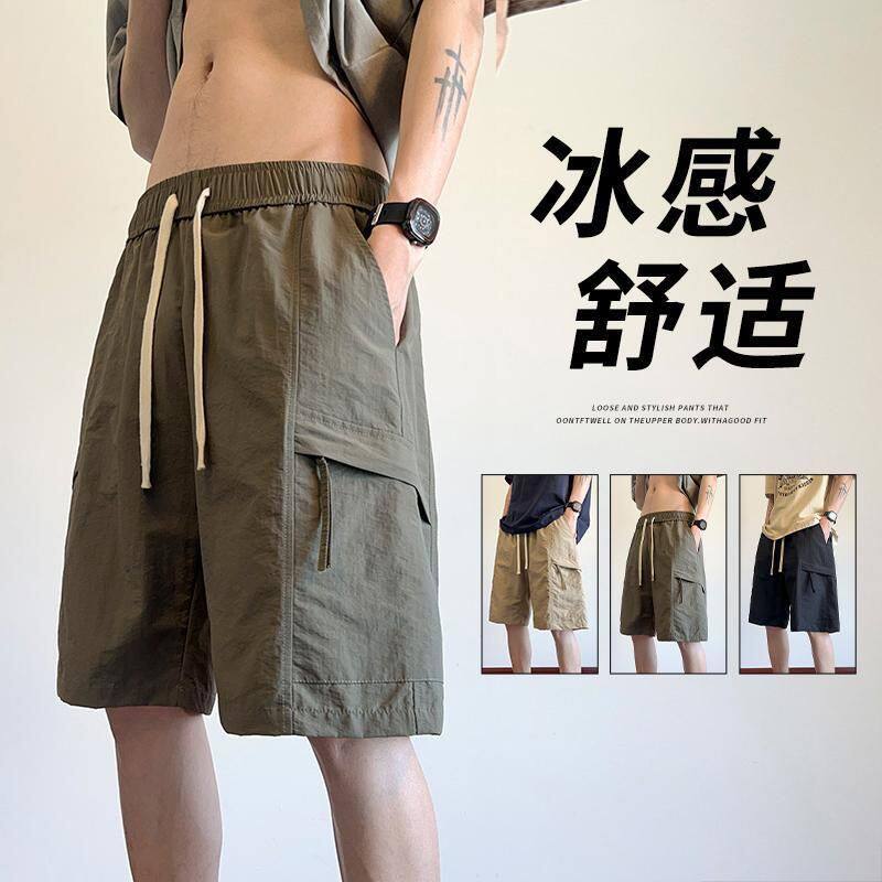 夏季薄款工装短裤潮牌运动宽松口袋外穿休闲男士阔腿学生五分裤子
