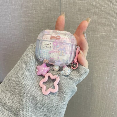 ins可爱清透许愿流星狗适用airPodspro3/airpods4/3耳机保护套airPodspro1/2代苹果pods1/2代耳机