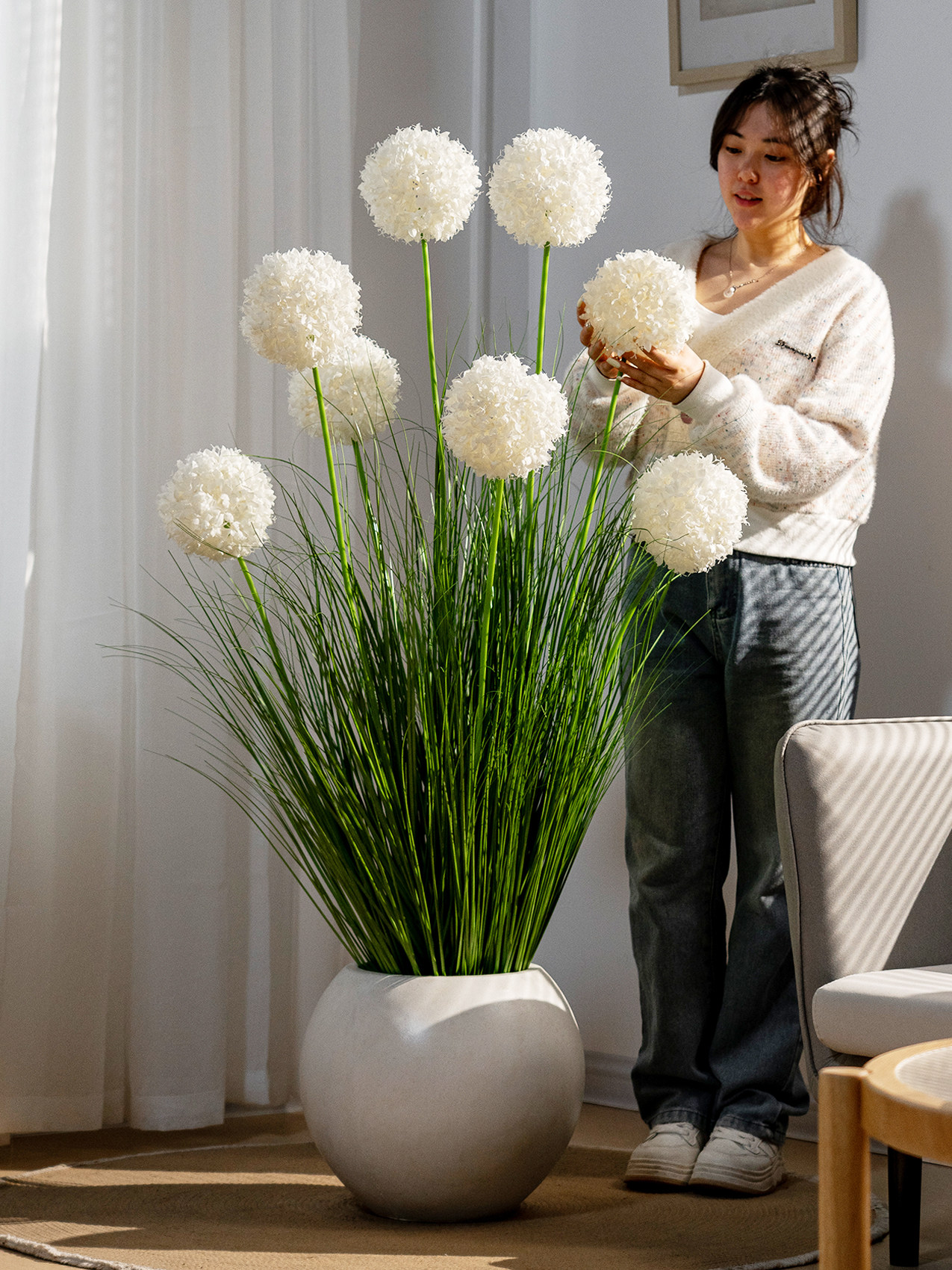 模拟芦苇草绣球花假花卉艺术植物景观美化高雅可及豪华彷生绿色植