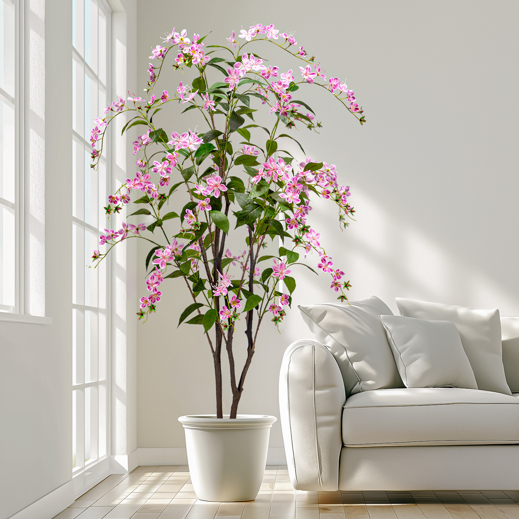 仿真植物垂丝茉莉花高级假树室内盆栽造景客厅装饰品仿生植物摆设