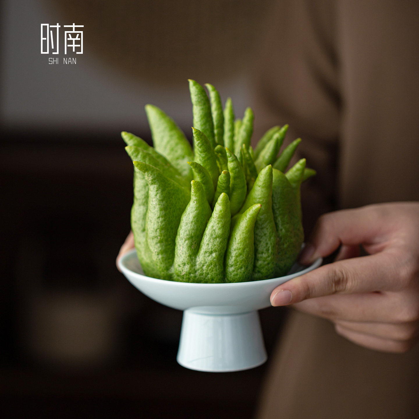 高脚佛手柑托盘器皿中式禅意佛手瓜专用摆放盘佛手果摆件花瓶供盘