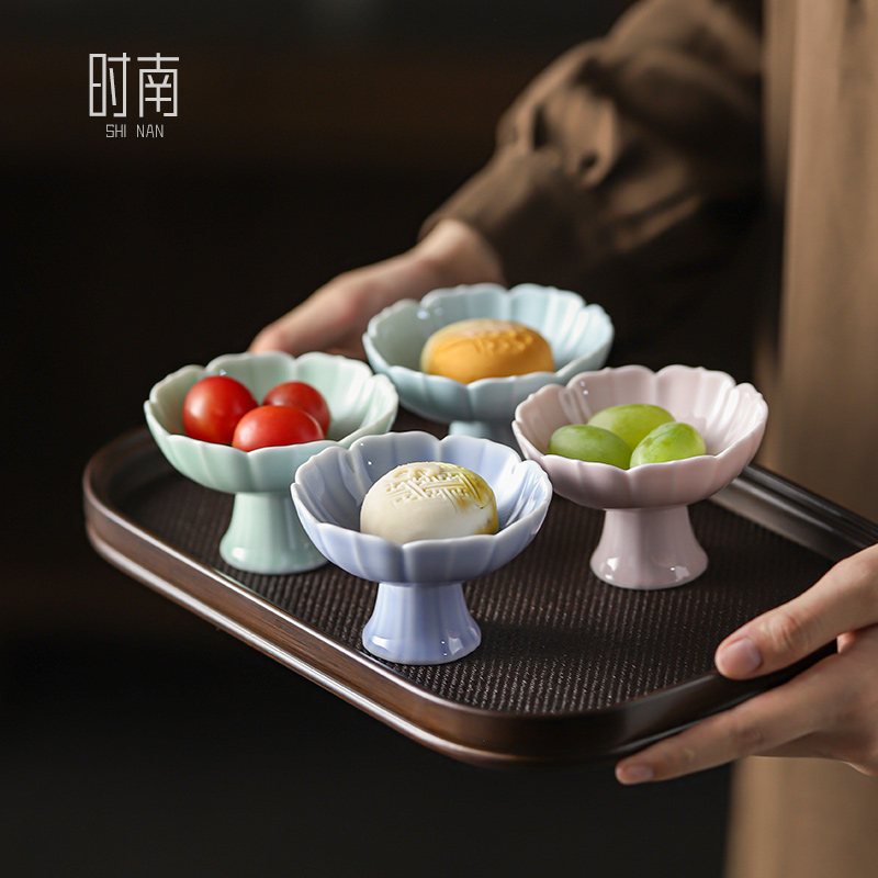 中式莲花围炉煮茶点心盘小号精致糕点托盘下午茶歇摆盘迷你小供盘