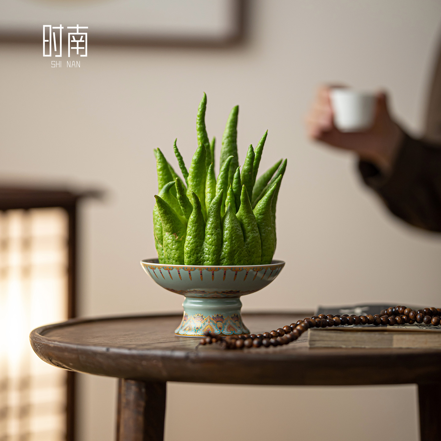 陶瓷佛手柑托盘器皿中式禅意莲花佛手专用盘观赏清供摆放花盆底座