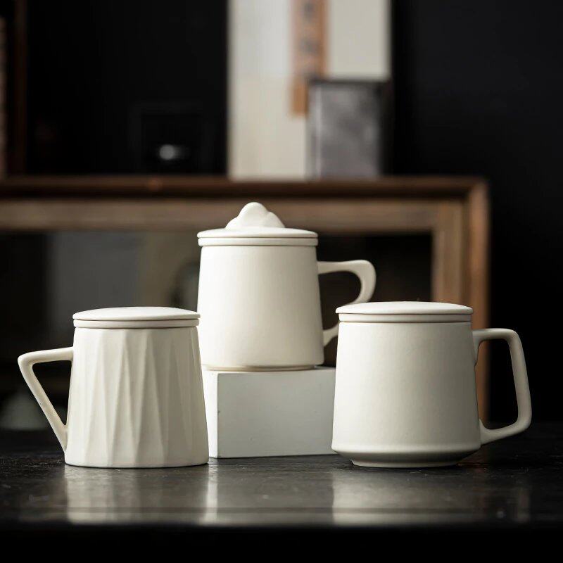 创意陶瓷茶水分离泡茶杯个人专用带盖过滤办公喝水杯马克杯子定制