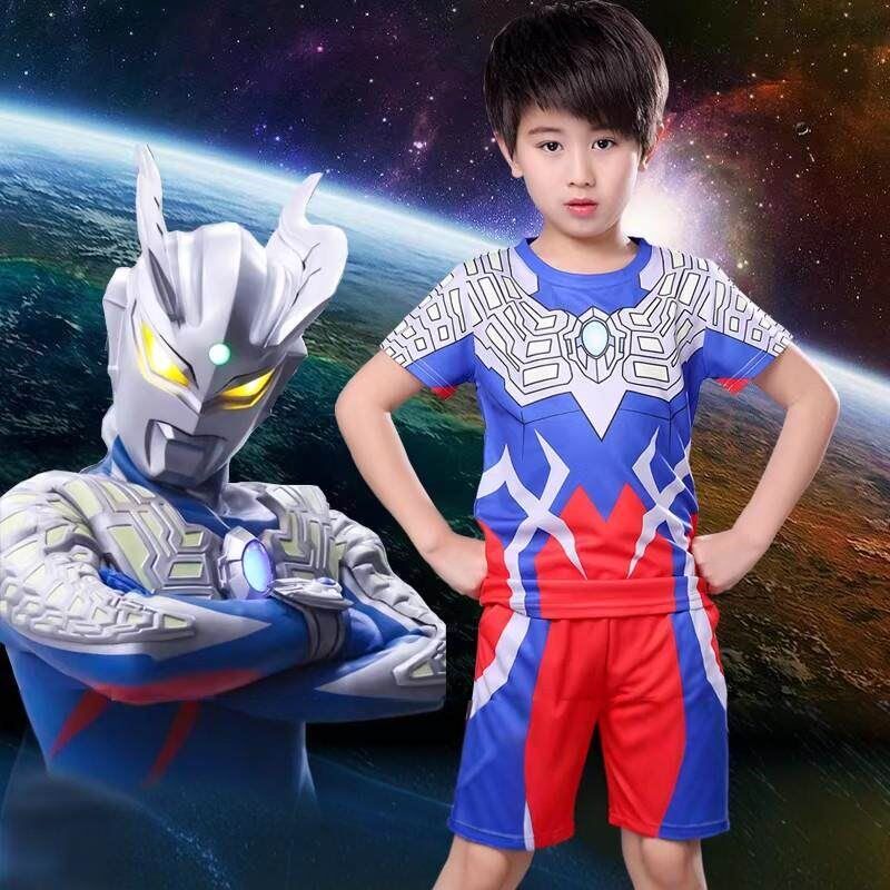 赛罗奥特曼衣服2026款儿童迪迦超人T恤男童夏季速干短袖泳衣套装