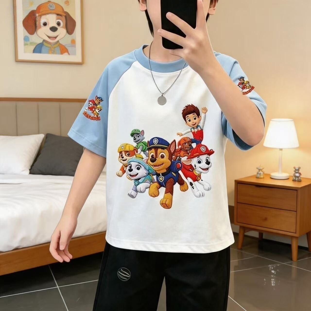 男童夏季中小童校园汪汪队衣服爆款儿童T恤短袖纯棉外穿打底上衣