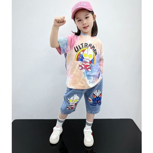 儿童短袖衣服牛仔短裤奥特曼夏季