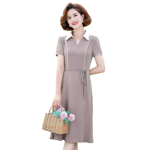 Летняя одежда на день матери для матери, платье, юбка, в западном стиле, 50 лет, для среднего возраста, короткий рукав