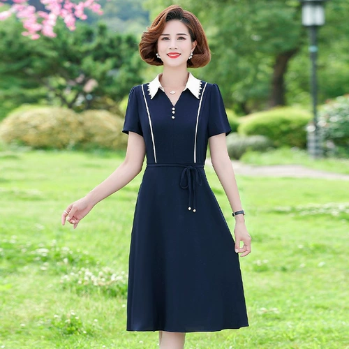 Летняя одежда на день матери для матери, платье, юбка, в западном стиле, 50 лет, для среднего возраста, короткий рукав