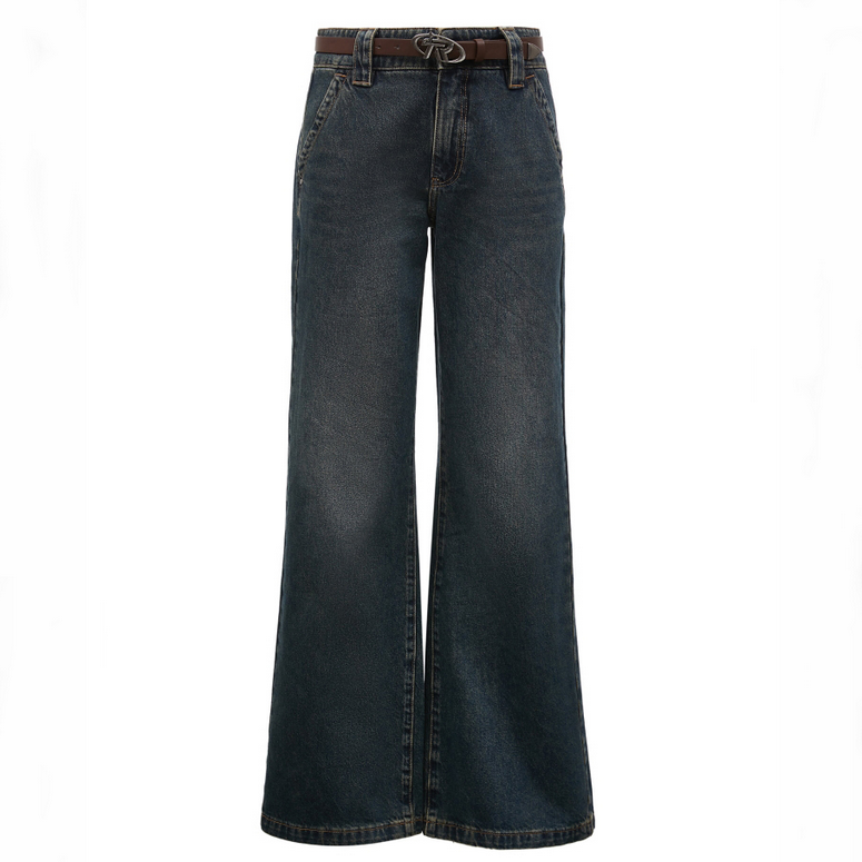 商场同款ONLY2024新款百搭宽松高腰直筒长裤牛仔裤女124132047