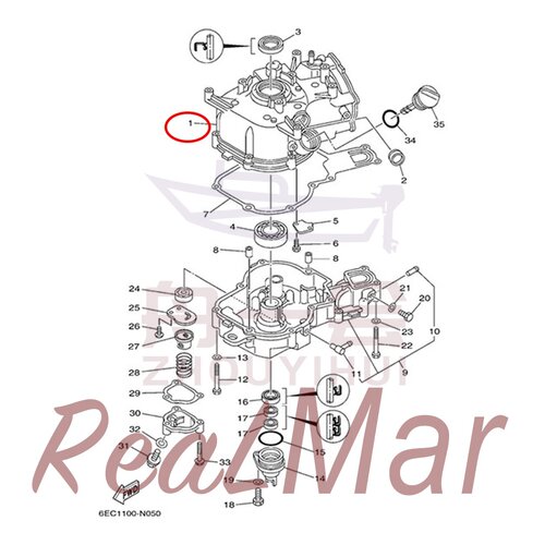 气缸体组合 舷外机雅马哈海的航凯翟墨 6/8马力 6BX-E1311-00-1S