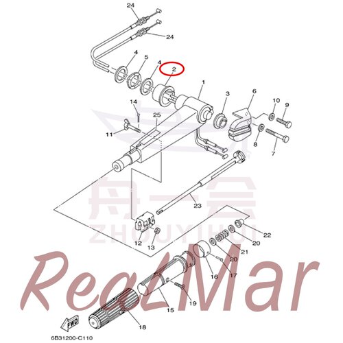 操纵臂 舷外机雅马哈百胜的航凯翟墨 18/20马力 6B4-42111-00-4D