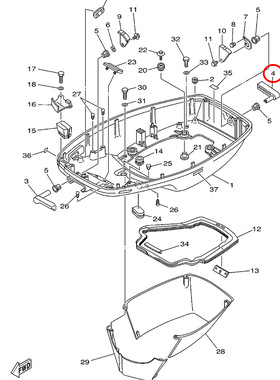 4)翟墨雅马哈舷外机船外挂橡皮艇后锁紧手柄组件6H3-42817-01-4D