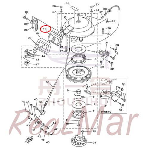 起动绳导向座 舷外机雅马哈海的航凯翟墨 30马力 61N-15758-01-4D