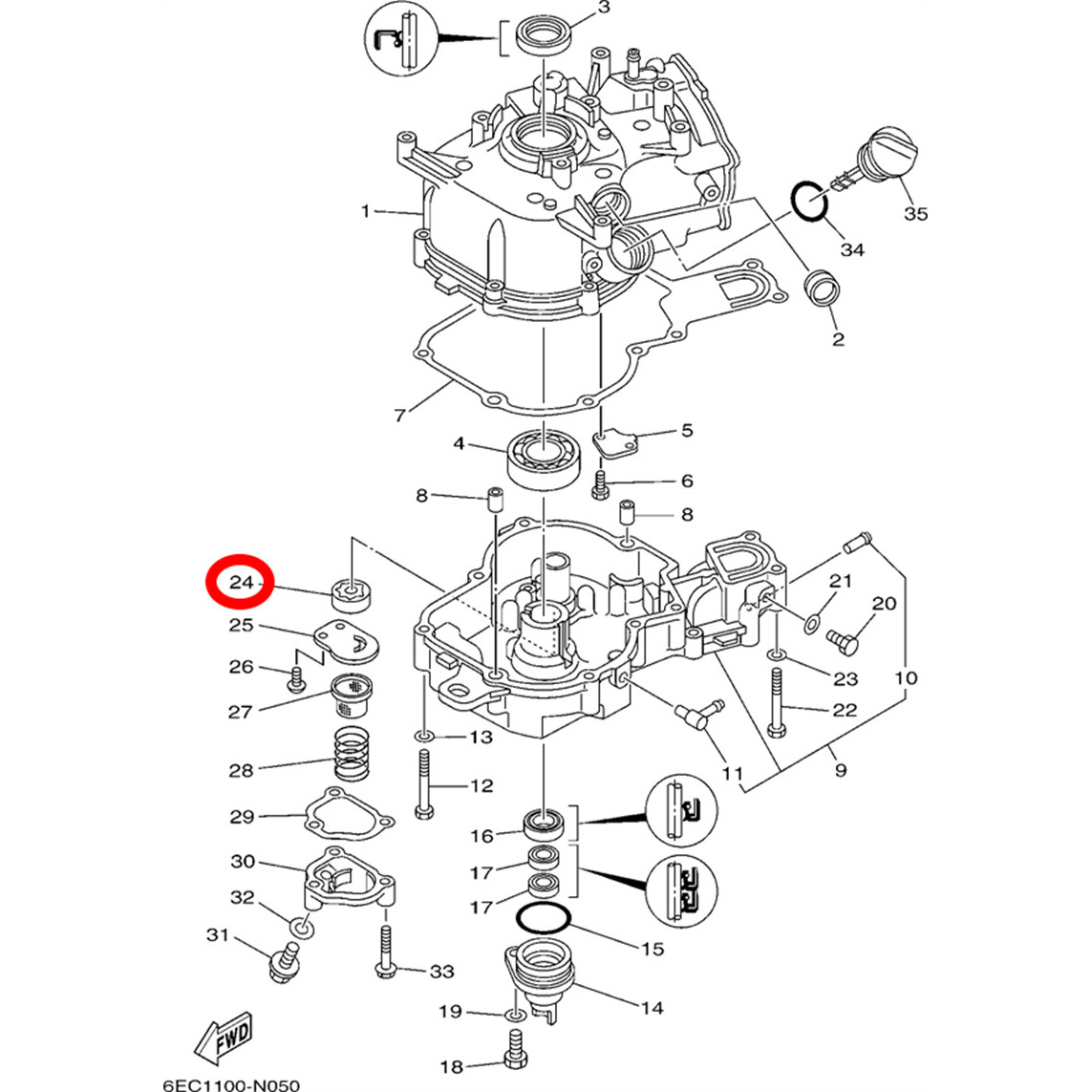 24)翟墨雅马哈舷外机船外挂机橡皮艇机油泵转子组件6BX-E3310-00-封面