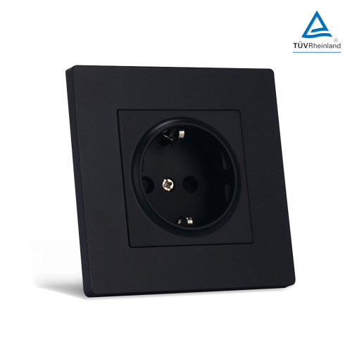 黑色插座CE欧标PC面板86型16A schuko socket 墙壁插座开关单双控