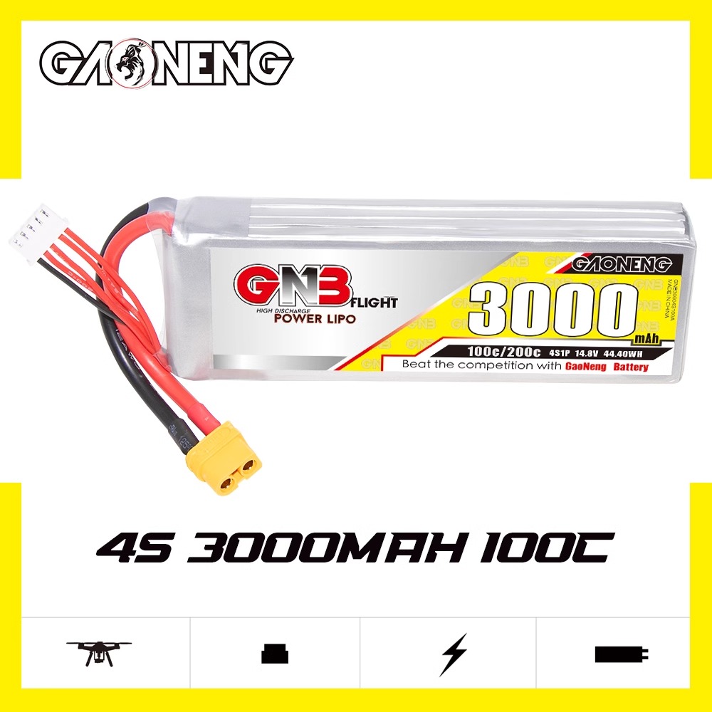 GNB高能 3000mAh 4S 14.8V 100C直升机RC模型聚合物锂电池 可定制