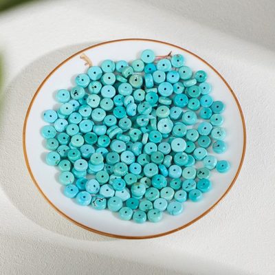 原矿天然湖北绿松石散珠单珠隔片隔珠高瓷蓝 绿松石垫片 配饰配珠