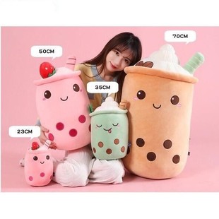 Toy Boba Tea Pink Straw Stuffed Cute Soft Plushie Milk Apple