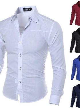 Men's Luxury Casual Formal Shirt Long Sleeve Slim Fit Bu