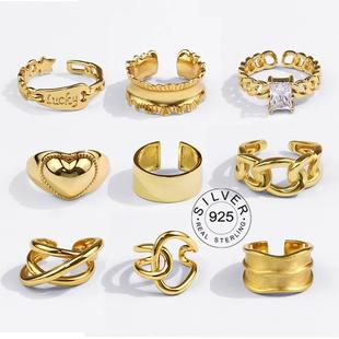Sterling Silver Rings For Women vintage gold color bump Enga