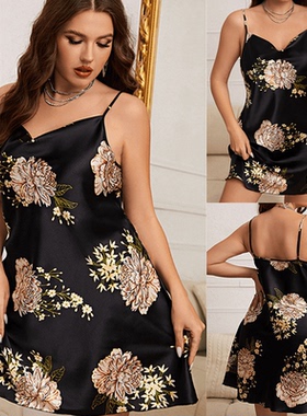 Plus size Sexy Open Back Sling women Sleeping Dress 大码睡裙