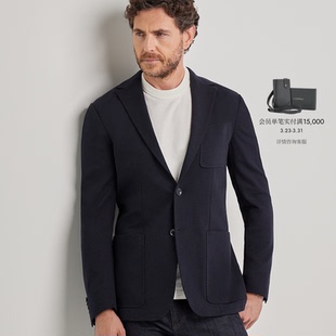 蓝色棉质平纹针织单排双扣男士 CANALI康纳利 西服 26春夏新品