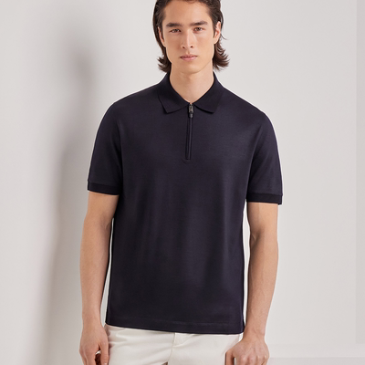 【26春夏新品】CANALI康纳利Impeccabile120支羊毛拉链男士Polo衫
