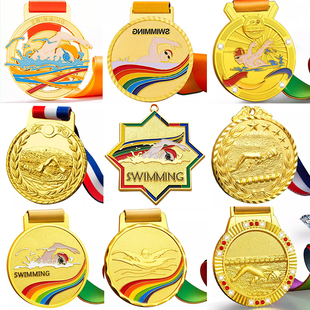 游泳奖牌儿童定制定做运动会冠军培训夏令营金属挂牌比赛奖章纪念
