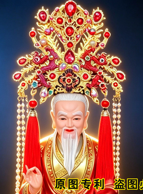 三清道祖太上老君神像凤冠头饰太极八卦头冠神像帽子配饰摆件凤冠