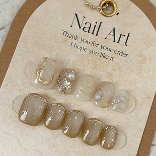 去山野中NAIL手工甲片小红书小众ins人鱼眼泪仙女风猫眼穿戴甲