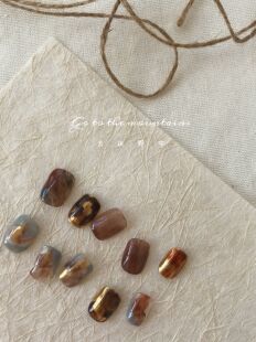 去山野中Nail手工甲片小红书小众ins秋冬涩味晕染高级穿戴甲