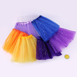 儿童半身裙欧美tutu裙蓬蓬裙芭蕾裙l亮片网纱裙三层三片舞蹈裙6.1