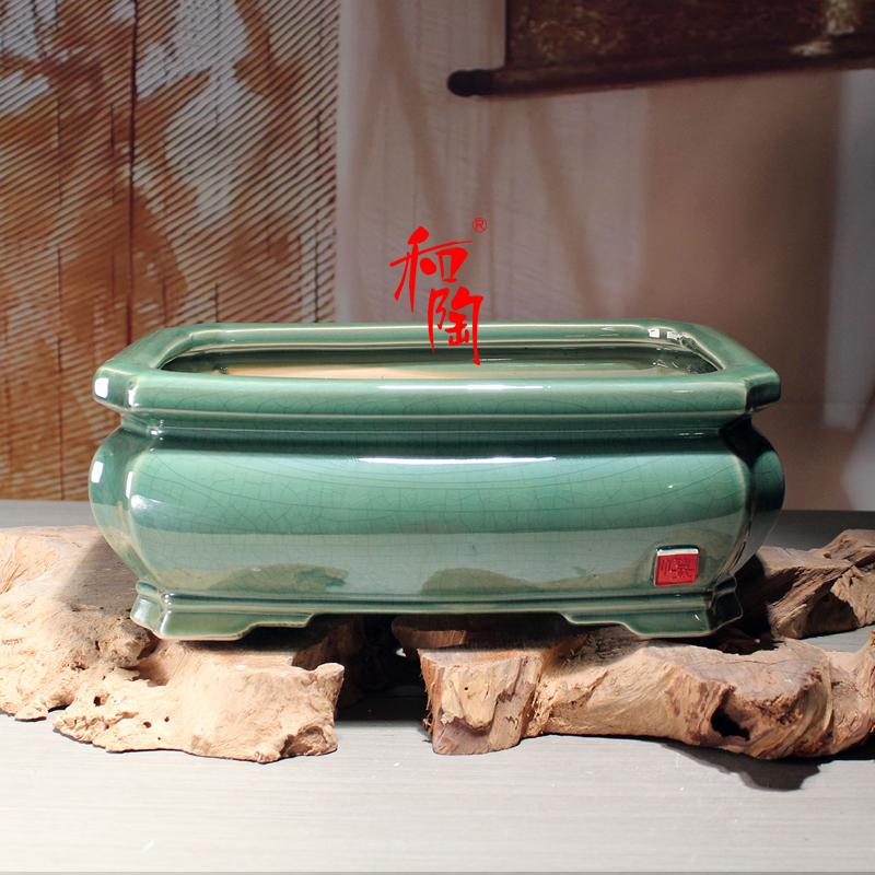 裂纹透气陶瓷花盆大口径盆景花盆